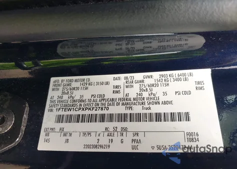 2023 Ford F-150 Xl from USA, damaged, VIN 1FTEW1CPXPKF27870